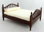 Melody Jane Dollhouse Dark Oak Wood Framed Double Bed Miniature 1:12 Bedroom Furniture