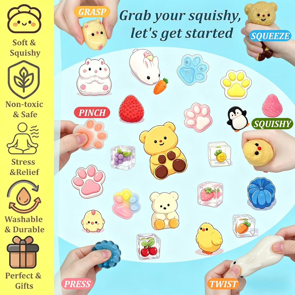 22 Pack Taba Squishy Kit, Fidget Bulk Toys for Kids 4-8 8-12 Party Favors
Cute Squishies For Girls Boy, Treasure Box Packs, Classroom Rewards, Goodie Bag Fillers Pinata Stuffers, Birthday Xmas Gifts