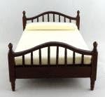 Melody Jane Dollhouse Dark Oak Wood Framed Double Bed Miniature 1:12 Bedroom Furniture
