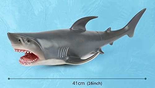 SmilerSmile Simulated Ocean Big Animal, One pc 15Inch Soft Filled Rubber Sea Educational Toys (Great White Shark)