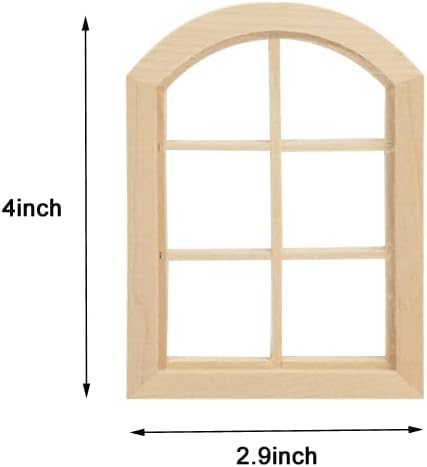 Dollhouse Windows, Wooden Miniature Dollhouse Furniture Window Frame for Dolls Houses Decoration-1: 12 Scale