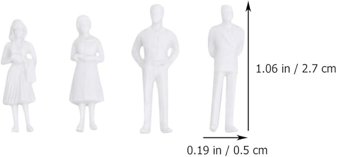SUPVOX Painted People Figures Plastic Lifelike Models White Miniature Figurine People Scale Models 50pcs Different