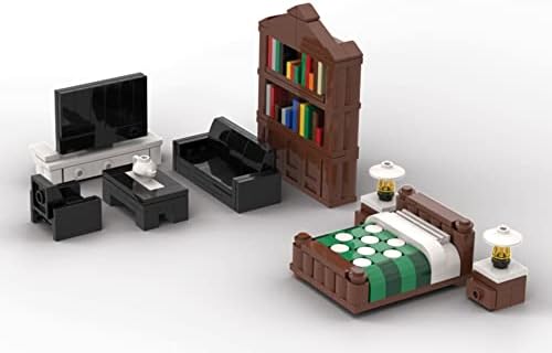 Brick Loot Toy Building Blocks Furniture Set – Minifigure City for Adults & Kids Age 6+, 100% Compatible with Lego & Major Brands, Includes Sofa, Bed, Bookshelf, TV, 236 Pieces