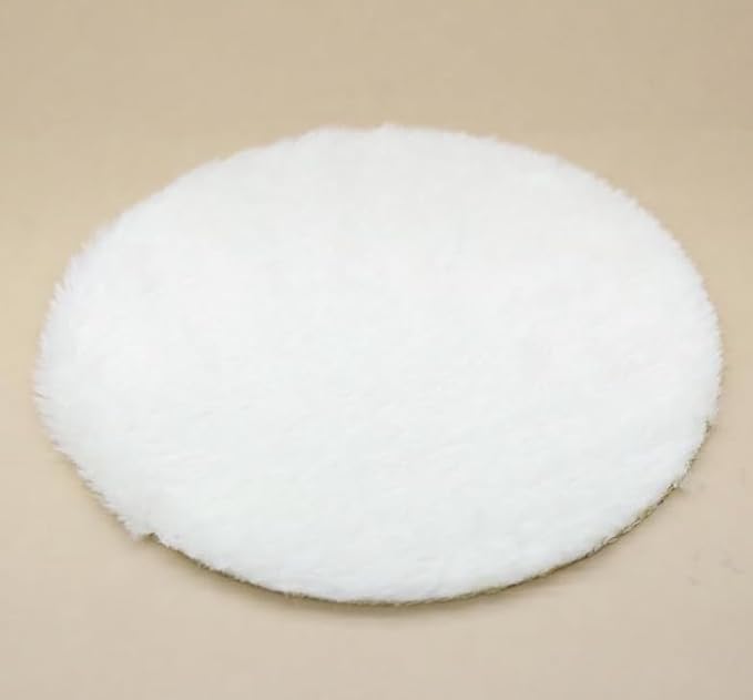 Round Dollhouse Mini Carpet, White Fluffy Rug, 4.33 Inch Diameter, Lightweight Decor for 1/12, 1/8, 1/6 Scale Miniatures (White)