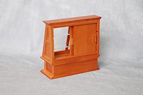 Dollhouse Cabinet Cake Store Grocery Store Furniture Miniature Decor Display Bakery Cake Shelves Kitchen Accessory Cabinet Handcraft Ornament (Brown)