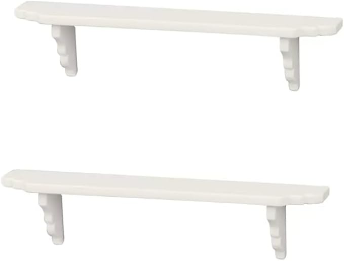 2Pcs White Dollhouse Wall Shelf,Miniature Accessories,Storage Shelf for Kitchen Scene Décor