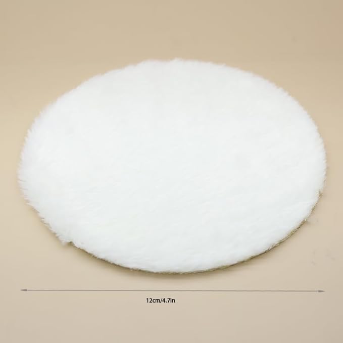 Round Dollhouse Mini Carpet, White Fluffy Rug, 4.33 Inch Diameter, Lightweight Decor for 1/12, 1/8, 1/6 Scale Miniatures (White)
