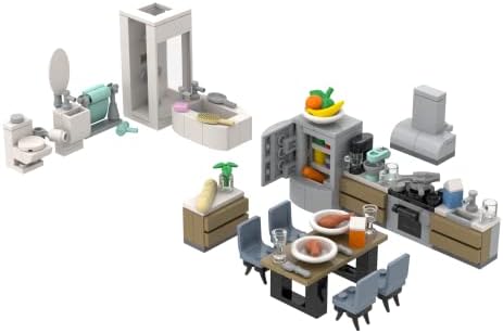 Brick Loot Apartment Building Brick Set – Including 288 Pieces of Furniture for Living Room, Kitchen, Bedroom & Bathroom – 100% Compatible with Lego & Major Brands – Ideal for Adults & Kids Age 6+