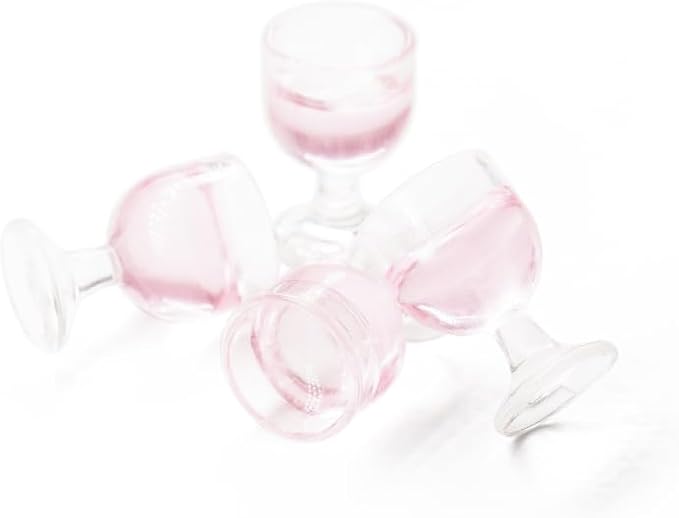 Odoria 1/12 Miniature Wine Glasses 4Pcs Dollhouse Decoration Accessories, Rose Wine