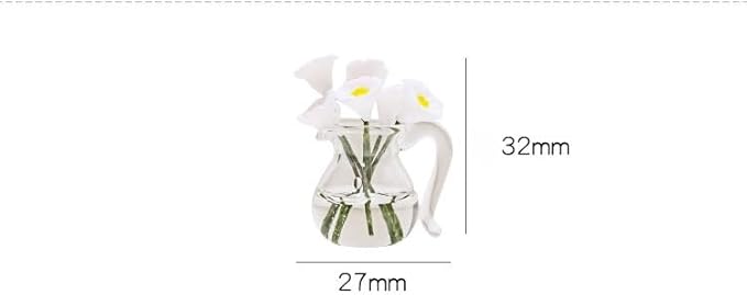 Mini Glass Vase with Lily Blossoms Car Decor for Women's Vehicles, Delicate and Elegant Miniature Flower Pot for Car Interior Decoration (Lily)