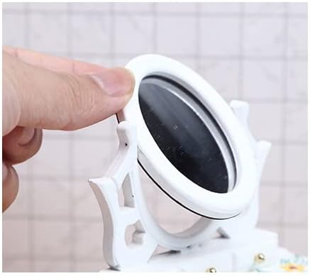 Miniature Dollhouse Vanity Table 1 12 Furniture Makeup Dressing Table with Mirror and 4 Drawers Mini House Accessories Bedroom Living Room Scene Decoration (White)