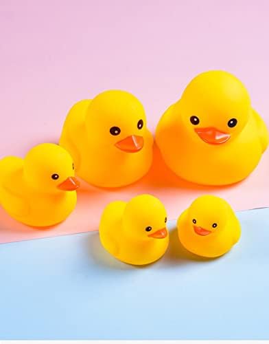 Bath Duck Toys 5 Pcs Rubber Duck Family Squeak Ducks Baby Shower Toy for Toddlers Boys Girls (Yellow Duck Family)