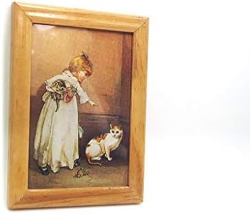 Dollhouse Decoration Accessories, 1:12 Doll House Miniature Painted Wooden Frame Mural Accessories(Brown)