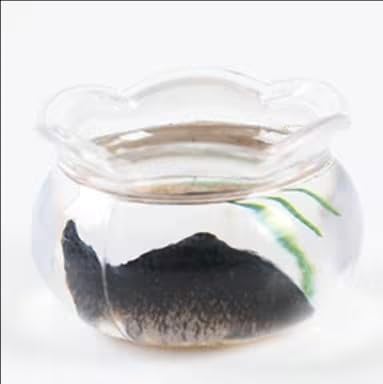1Pcs Multicolour Mini Round Fish Tank Realistic Glass Decor for Dollhouse Display Captivating Miniature for Crafts Ornaments Handmade Landscape,Miniature Goldfish Bowls,Dollhouse Accessories(Black
