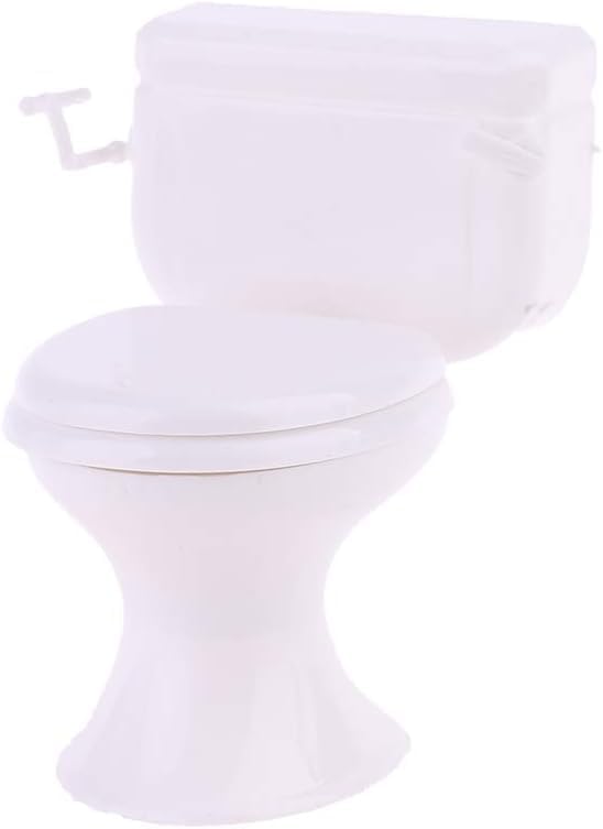 White Dollhouse Miniature Furniture Vintage Bathroom Model Toilet Baby Pretend, DIY Micro Scene Decor