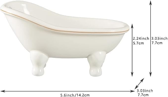 1 Piece 5.6" Ceramic Mini Clawfoot Slipper Bathtub Soap Dish Vintage Decortative Soap Dish