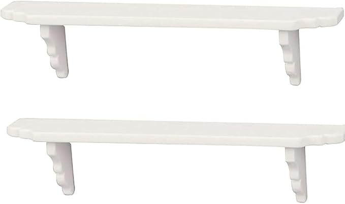 2Pcs White Dollhouse Wall Shelf, 1:12 Scale Miniature Storage Shelf for Kitchen Scene Decor Accessories