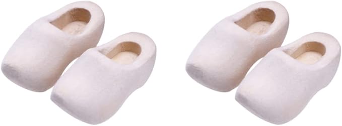 COHEALI Miniature Wooden Shoes - 4pcs Blank Mini House Decor Doll Shoes for Mini House Decor