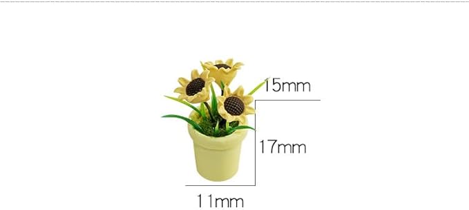 Miniature Sunflower Pots, 1/12 Scale, Dollhouse Accessories Resin Home Decor, Realistic Clay Flower Plants in Pots Blooming House Plant Home Indoor Decoration