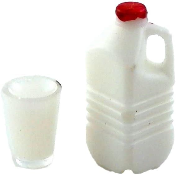 Melody Jane Dollhouse Bottle Carton and Glass of Milk Miniature 1:12 Kitchen Accessory