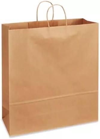 Brown Kraft Shopping Bags - Queen Natural Kraft Shopping Bags Mini Pk 16x6x19 (4 Packs; 20 Bags Per Pack