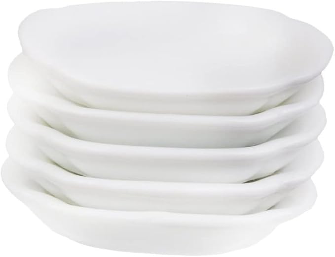 Dolls House Accessories, Dollhouse Dishes Miniature White Ceramic Plates Food Container Bowl Set 3.3×2.4cm 5PCS