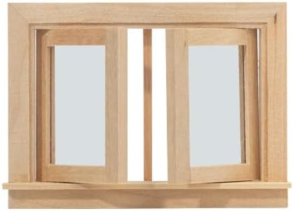 Dollhouse Windows, Wooden Miniature Dollhouse Furniture Window Frame for Dolls Houses Decoration-1: 12 Scale