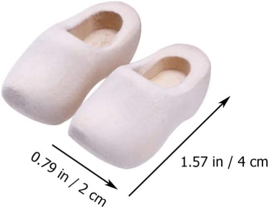 COHEALI Miniature Wooden Shoes - 4pcs Blank Mini House Decor Doll Shoes for Mini House Decor