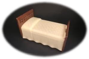 Bed, Vintage Renwal Jolly Twins Dollhouse Furniture, 1:16-3/4 Inch Scale, Ivory/Brown Hard Plastic