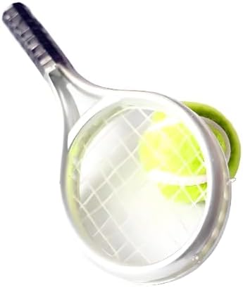 Miniature Tennis Racket Set,1/12 Scale Dollhouse Accessories and Décor，Mini Dollhouse Decoration Accessories for Tennis Decorations and Dollhouse Decor (Silver)