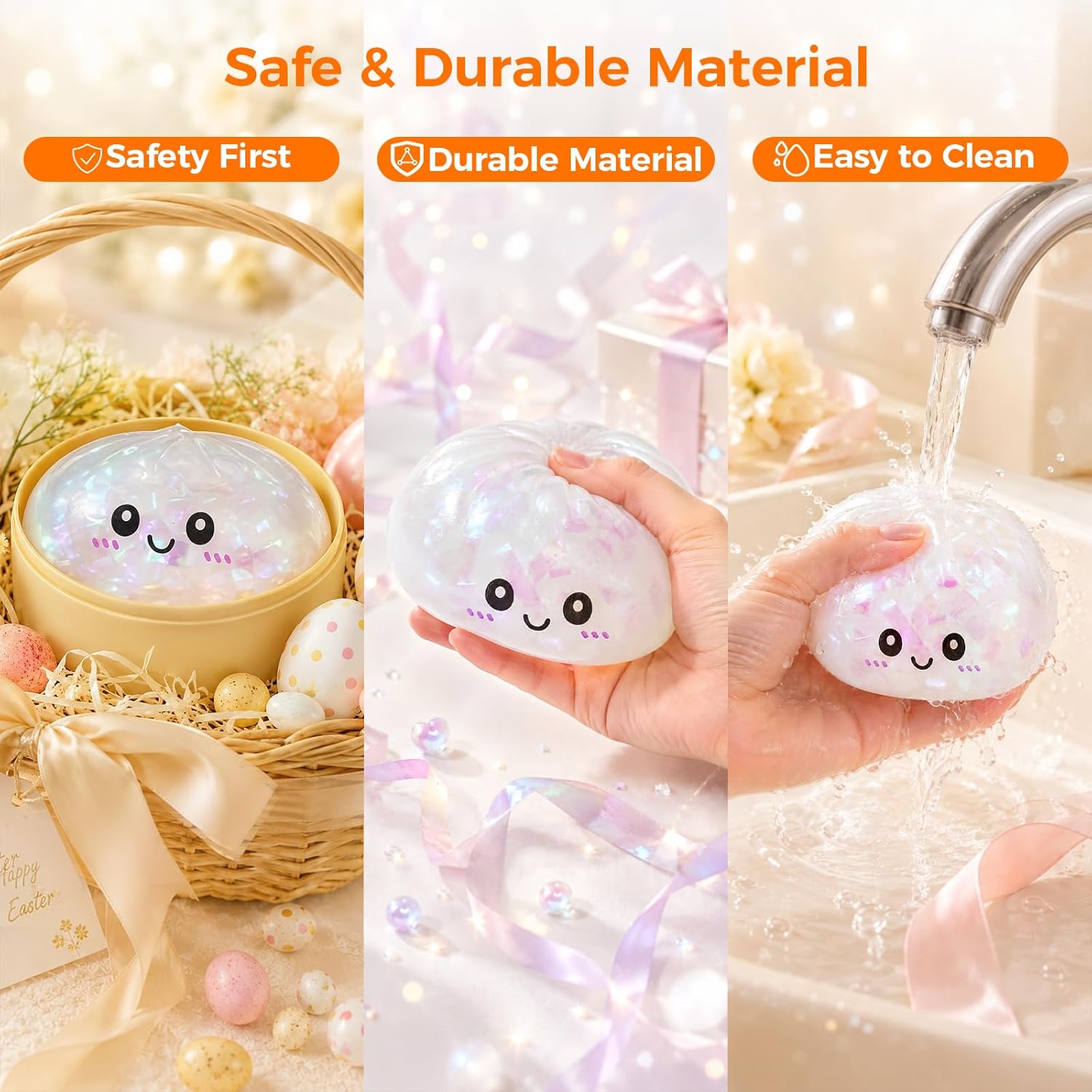 4PCS Dumpling Squeeze Toys, Squishy Mystery Box, Relief for Desk Decor | Random 4 of 14 Colors, Cute Squishy Toys, Sensory Fidget Toys for Anxiety Relief, Party Favors, Birthday Gifts & Desk Toys
