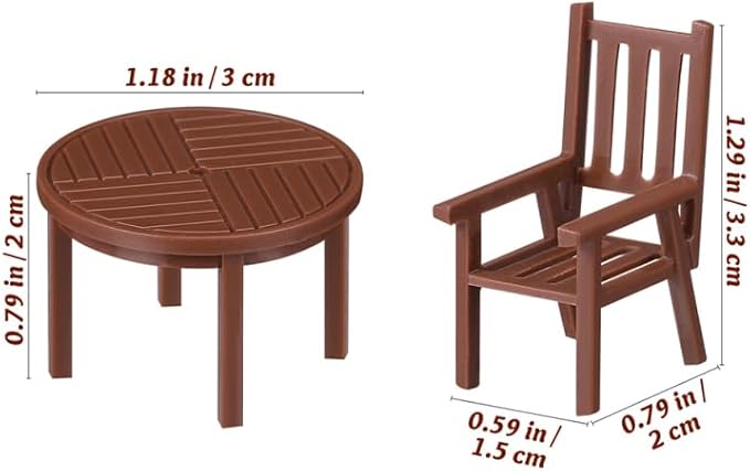 2 Sets Miniature Table Chair Set Dollhouse Furniture Accessories for Micro Landscape Decoration and Photography Props Realistic Tiny Dollhouse Furniture for Creative Projects