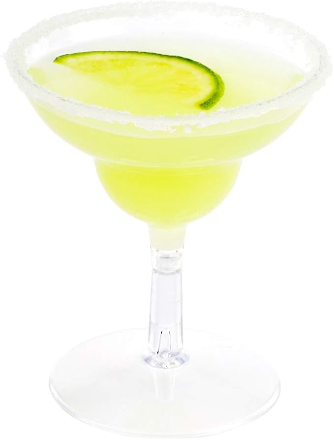 Restaurantware 2 Ounce Mini Margarita Glasses 100 Disposable Plastic Margarita Glasses - Round Serve Samples Appetizers or Desserts Clear Plastic Mini Cocktail Glasses For Parties or Weddings
