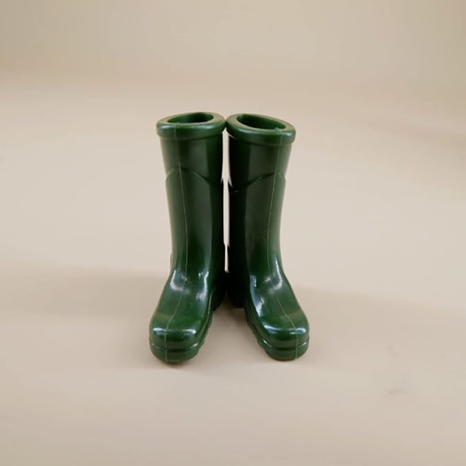 Doll Accessories|Dollhouse Rain Boots Miniature 1:12 Scale Color DIY Mini Rain Shoes Plastic Rainboot Decoration for Doll Dollhouse Accessories, Green