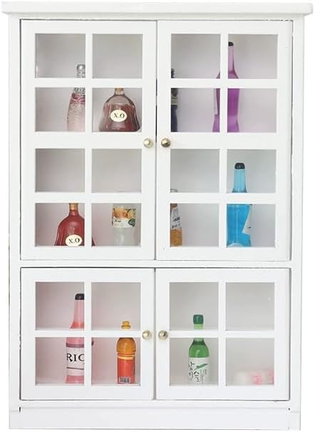 Dollhouse Decoration Accessories,1:12 Dollhouse Furniture Miniature Bookshelf Cabinet Living Room Pretend Toy