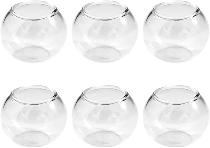 LOGOFUN 6pcs Miniature Fish Bowl Dollhouse 1: 12 Mini Glass Goldfish Tank Small Glass Goldfish Bowl for Dollhouse House Desktop Ornaments - 24MM