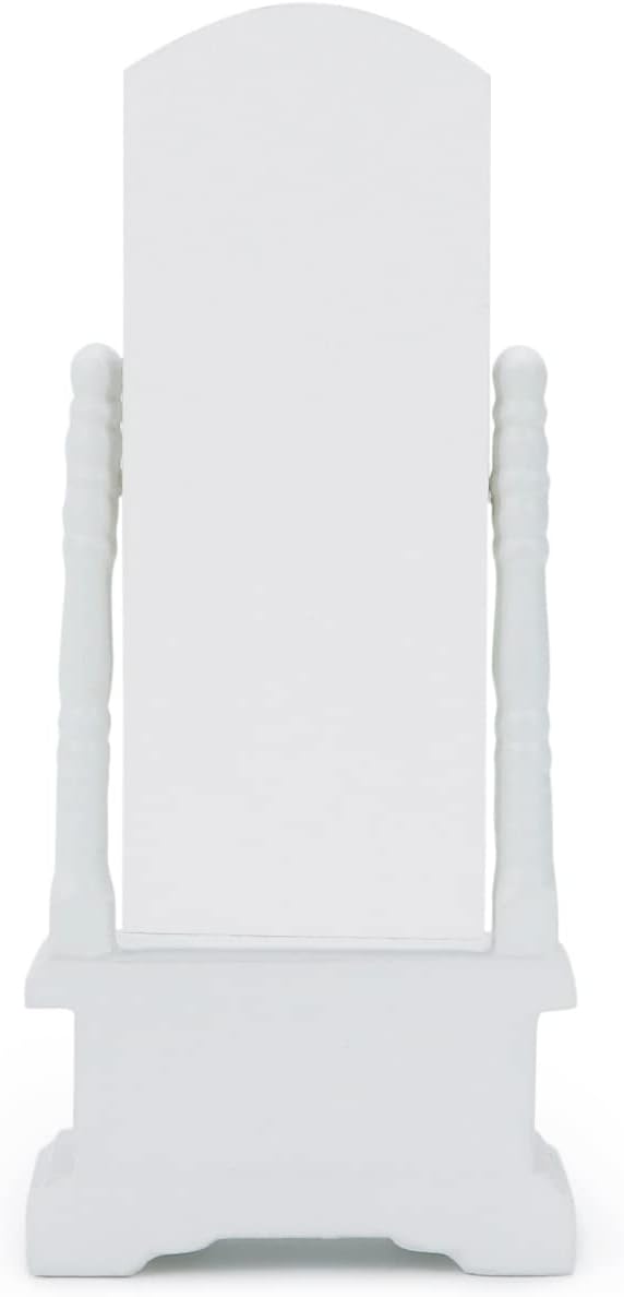 Miniature Furniture Fitting Mirror 1:12 Scale Dollhouse Bedroom Dressing Mirror with Drawer Model Accessory Mini Scene Ornament Desktop Decoration (White)