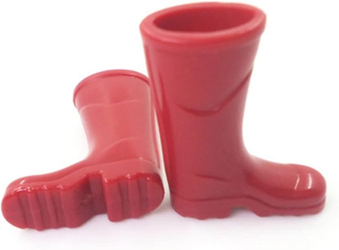 Dollhouse Rain Boot Dollhouse Rain Boots Miniature 1:12 Scale Color DIY Mini Rain Shoes Plastic Rainboot Decoration for Doll Dollhouse Accessories, Red