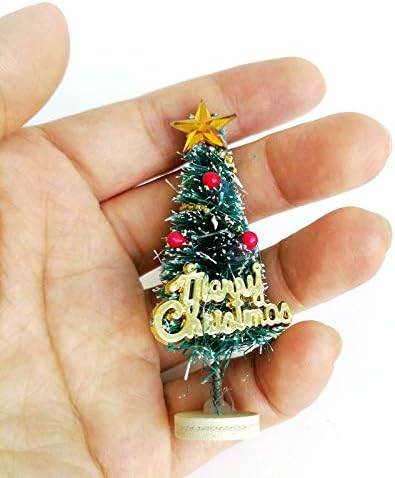 SXFSE Dollhouse Decoration Accessories, 1:12/1:6 Toy House Miniature Scene Model Mini Christmas Tree for DIY Fairy Garden Dollhouse Decoration Pretend Toys (Green)