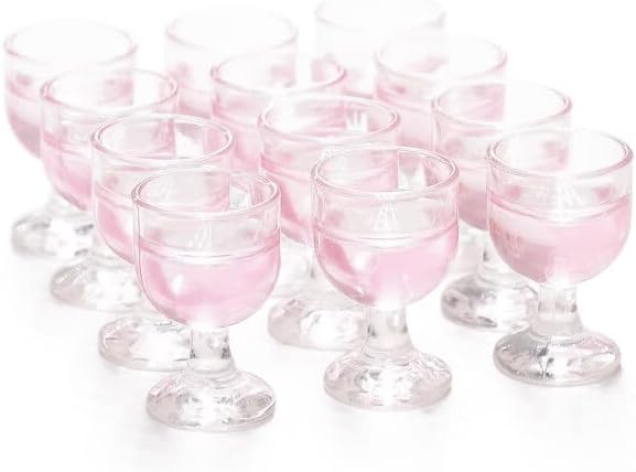 Odoria 1/12 Miniature Wine Glasses 12Pcs Dollhouse Decoration Accessories, Rose Wine