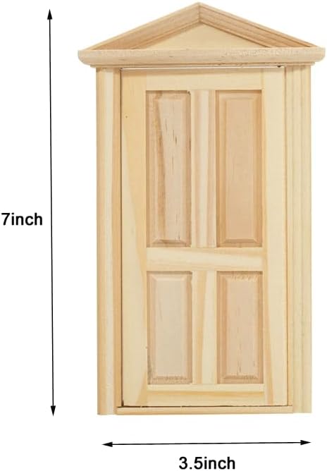 Dollhouse Doors, Wooden Miniature Dollhouse Furniture Door Frame for Dolls Houses Decoration-1: 12 Scale