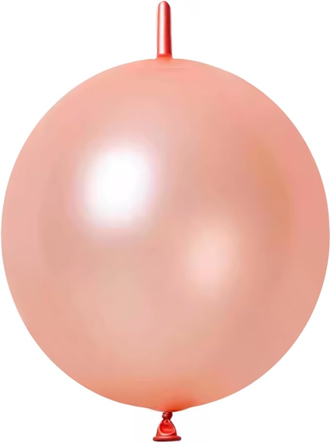 IN-JOOYAA 6 Inch Pearlescent Rose Gold Latex Link Balloon 50 Pcs Quick Link Balloons for Party Decoration