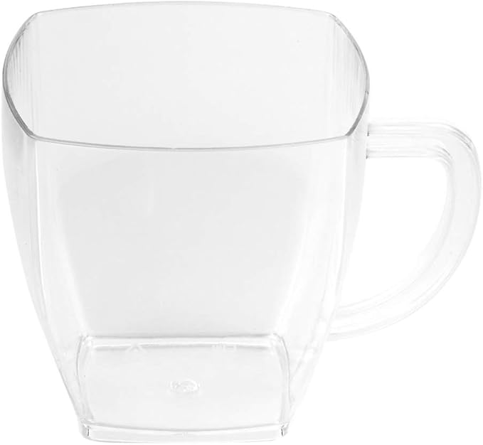 Restaurantware 2 Ounce Clear Square Cups 100 Disposable Plastic Coffee Cups - Hard Plastic With Handles Clear Mini Espresso Cups For Catering Events Parties Weddings And Cafes