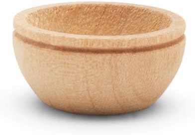 Woodpeckers Unfinished Wood Mini Bowl, 3/4 inch, Perfect for Scale Models, Dollhouse Dishes, Wood Craft Projects, and Sorting Activity, Pack of 100