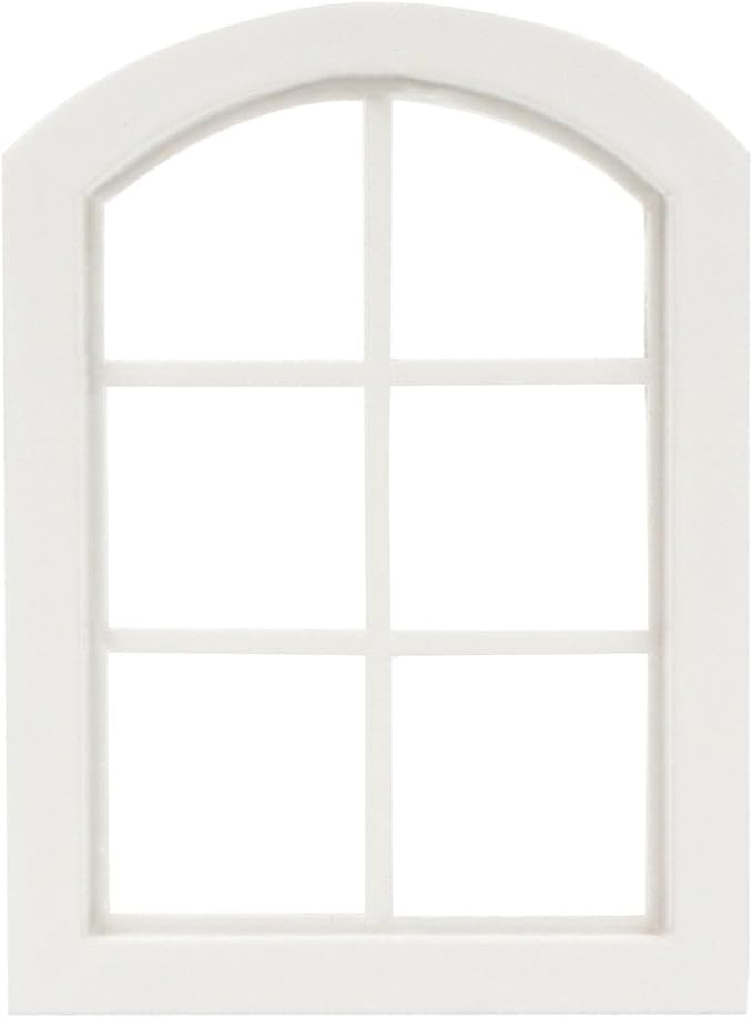 Dollhouse Windows 2PCS Miniature 6-Pane Window Frame 1 : 12 Frame DIY Mini House Decoration Wooden Fiary Window Model Doll House Accessories (White)