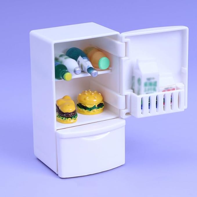 Vaguelly 1:12 Dollhouse Furniture Refrigerator Dollhouse Freezer Furniture Refrigerator Miniature Playhouse Decoration