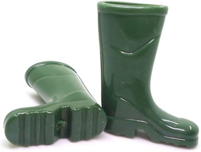 Dollhouse Rain Boots Miniature 1:12 Scale Color DIY Mini Rain Shoes Plastic Rainboot Decoration for Doll Dollhouse Accessories, Green| Boots