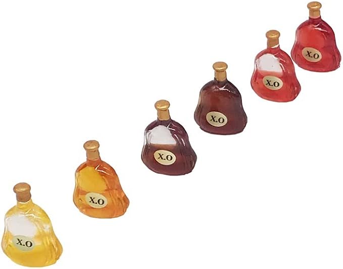 SXFSE Dollhouse Decoration Accessories, 1:12 Dollhouse Miniature 6 PCS Wine Bottle Set Model