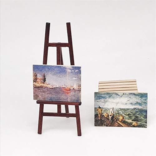 Dollhouse Decoration Accessories, 1/12 Dollhouse Miniature Wooden Easel Oil Painting Set Palette Watercolor Box Simulation Toys for Doll