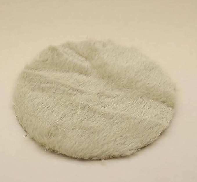 Round Dollhouse Mini Carpet, White Fluffy Rug, 4.33 Inch Diameter, Lightweight Decor for 1/12, 1/8, 1/6 Scale Miniatures (Khaki)